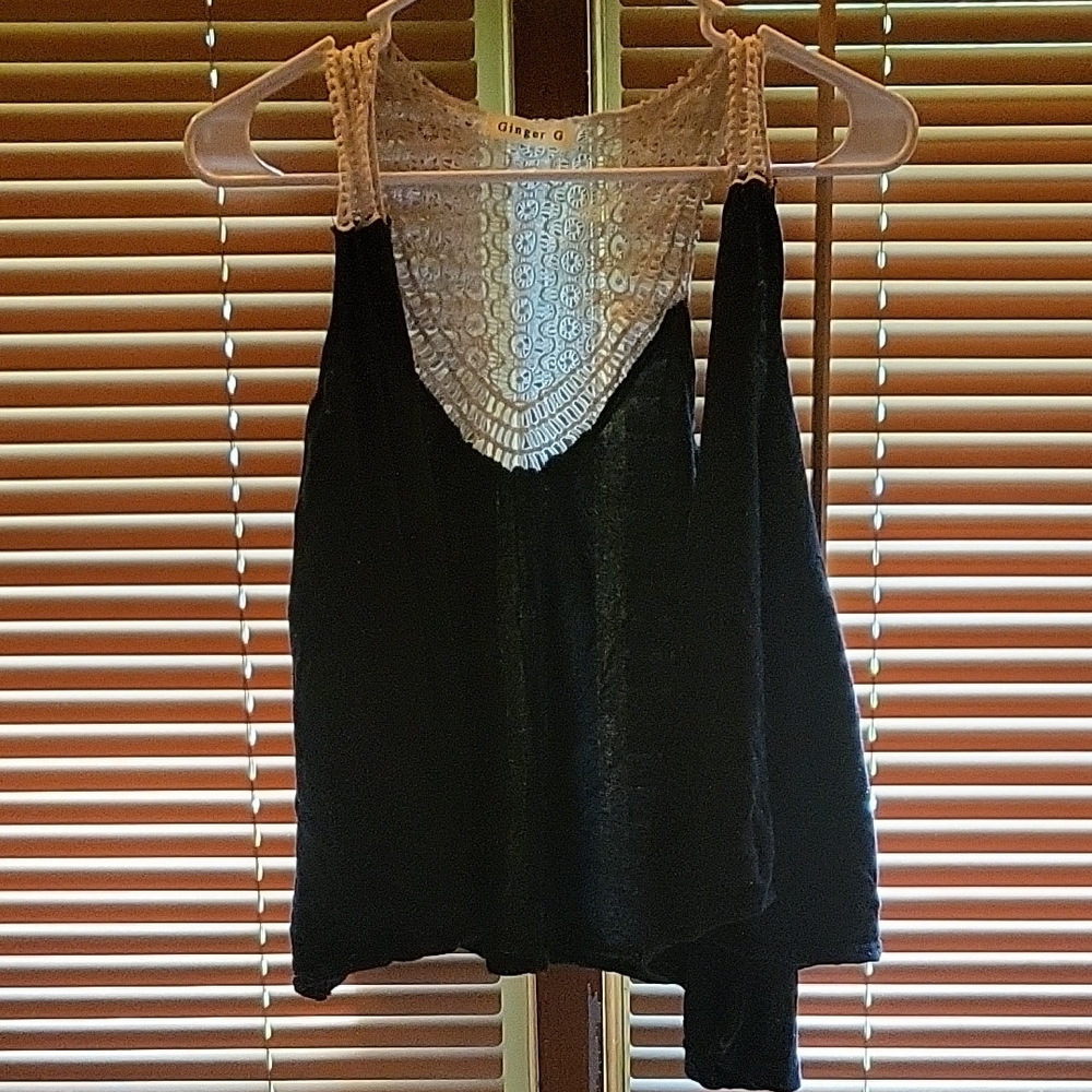 Black Lace Detail Women's Top